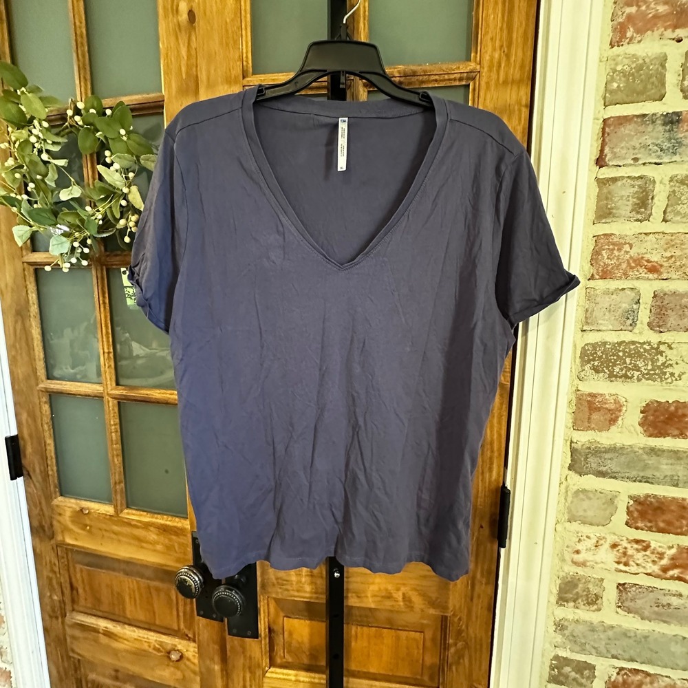KUHL V-Neck T-Shirt Women Navy Blue Short Sleeve Outdoor Casual Gorpcore XL